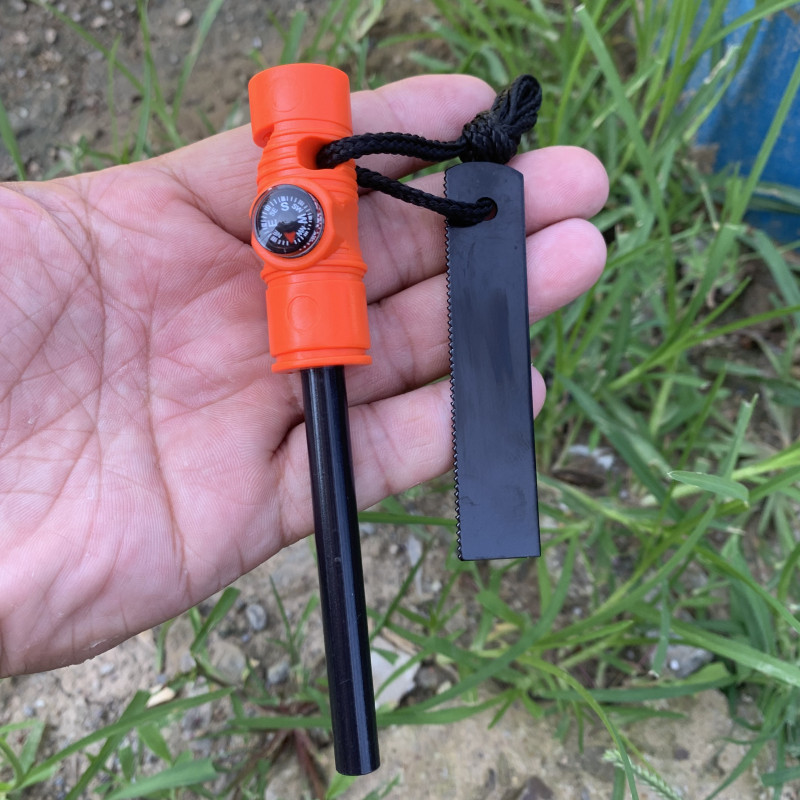 Magnesium Fire Starter - Survivor Long Style Three-in-One Magnesium Rod
